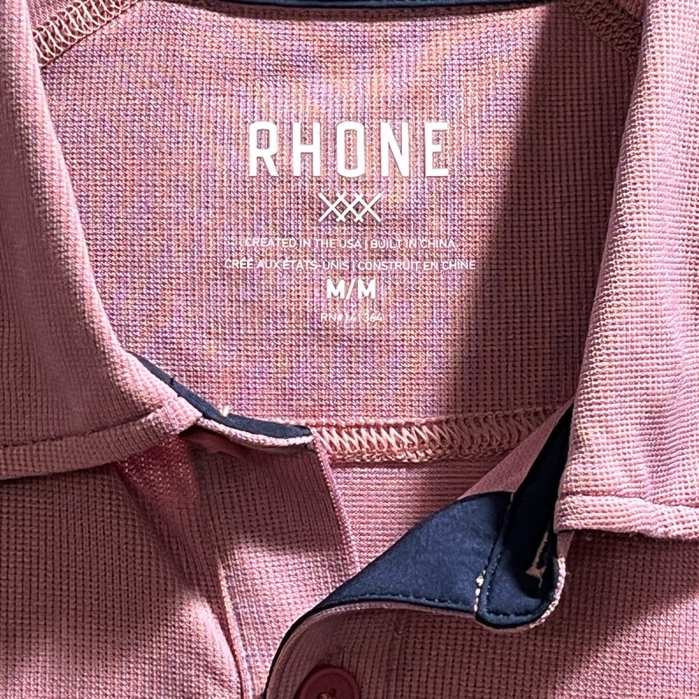 Rhone Mens Delta Pique Short Sleeve Polo Shirt Color Razzy/Misty Rose Sz Med - Picture 7 of 16